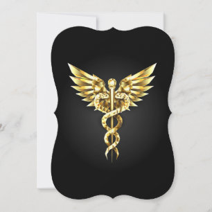 Gold Polygonal Symbol Caduceus Card