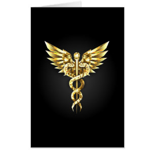 Gold Polygonal Symbol Caduceus Card