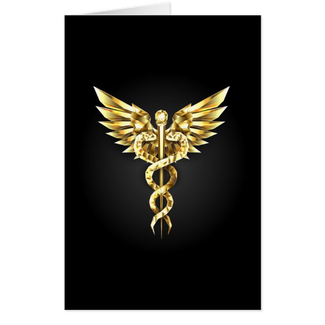 Gold Polygonal Symbol Caduceus Card (Front)