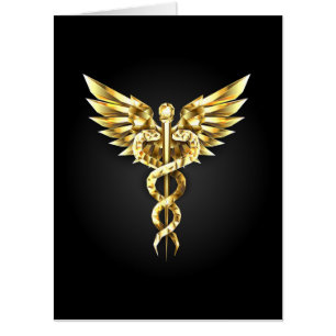 Gold Polygonal Symbol Caduceus Card