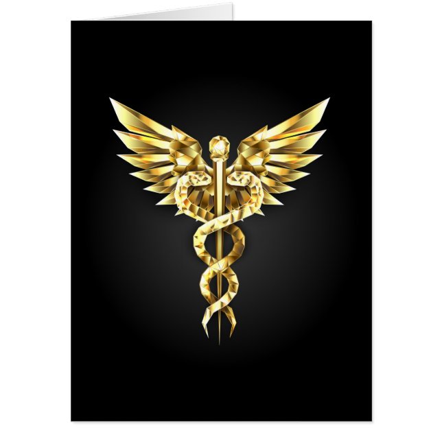 Gold Polygonal Symbol Caduceus Card (Front)