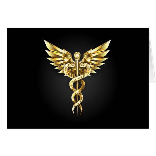 Gold Polygonal Symbol Caduceus Cards (Front Horizontal)