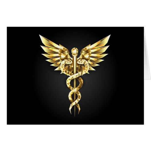 Gold Polygonal Symbol Caduceus Cards (Front Horizontal)