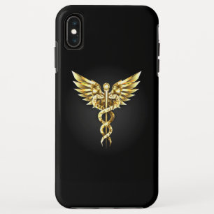 Gold Polygonal Symbol Caduceus iPhone XS Max Case