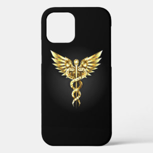 Gold Polygonal Symbol Caduceus iPhone 12 Pro Case