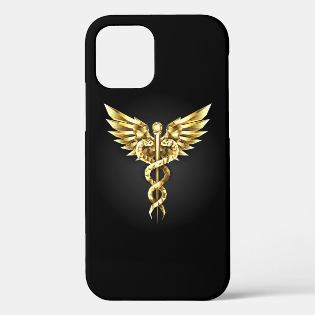 Gold Polygonal Symbol Caduceus Case-Mate iPhone Case (Back)