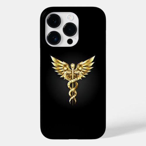 Gold Polygonal Symbol Caduceus Case_Mate iPhone 14 Pro Case
