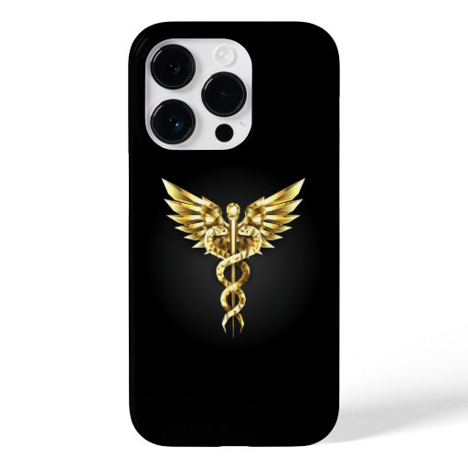 Gold Polygonal Symbol Caduceus Case-Mate iPhone 14 Pro Case