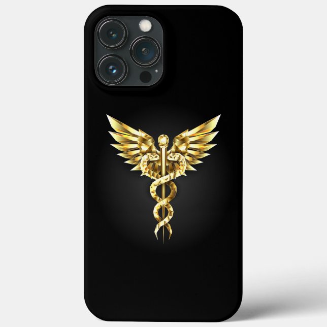 Gold Polygonal Symbol Caduceus Case-Mate iPhone Case (Back)