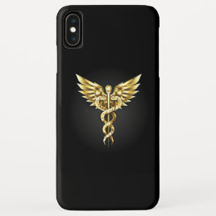 Gold Polygonal Symbol Caduceus iPhone XS Max Case