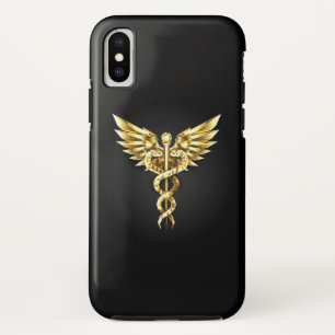 Gold Polygonal Symbol Caduceus iPhone XS Case