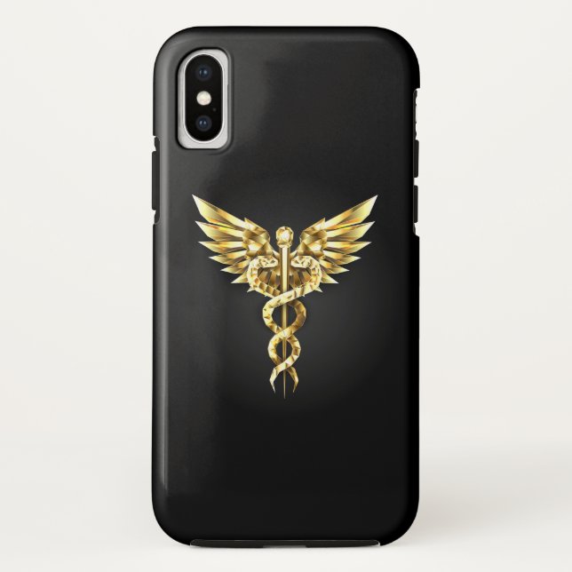 Gold Polygonal Symbol Caduceus Case-Mate iPhone Case (Back)