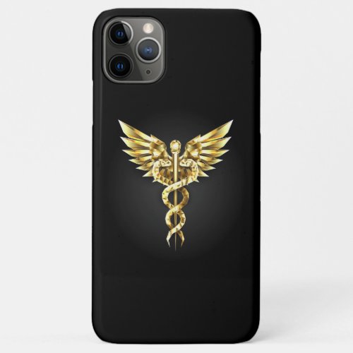 Gold Polygonal Symbol Caduceus iPhone 11 Pro Max Case