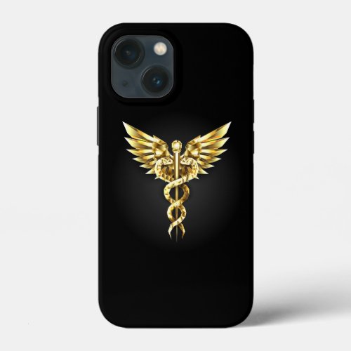 Gold Polygonal Symbol Caduceus iPhone 13 Mini Case