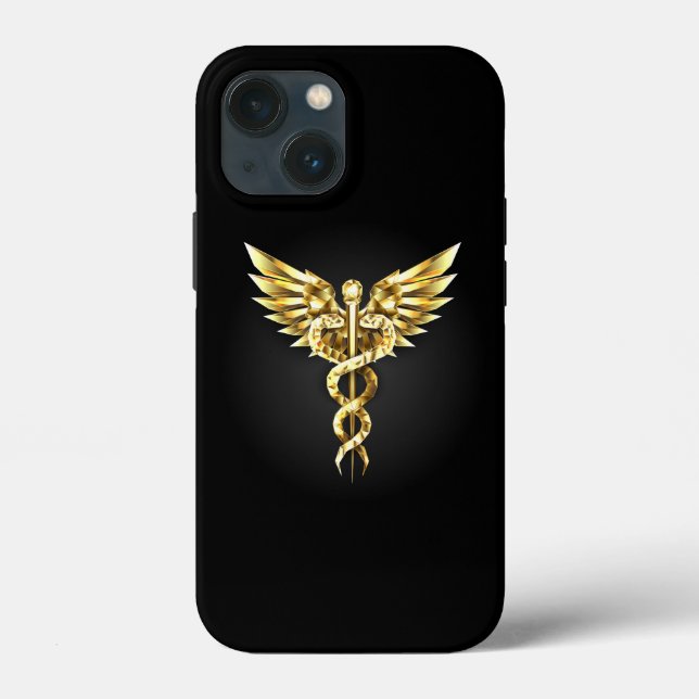 Gold Polygonal Symbol Caduceus Case-Mate iPhone Case (Back)