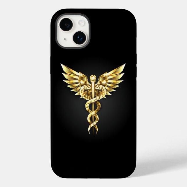 Gold Polygonal Symbol Caduceus Case-Mate iPhone Case (Back)