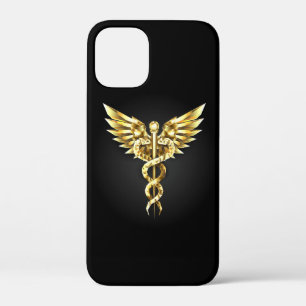 Gold Polygonal Symbol Caduceus iPhone 12 Mini Case