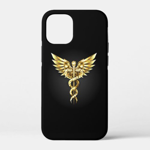 Gold Polygonal Symbol Caduceus iPhone 12 Mini Case
