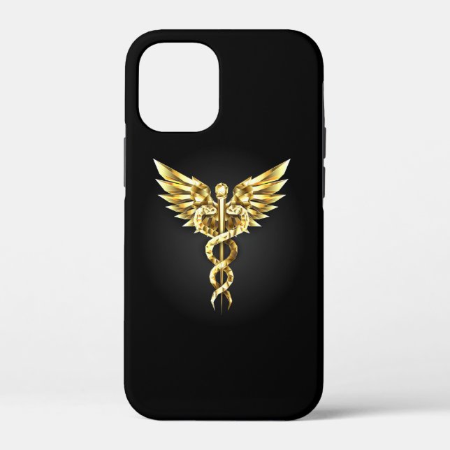 Gold Polygonal Symbol Caduceus Case-Mate iPhone Case (Back)