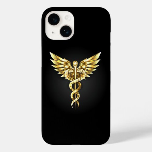 Gold Polygonal Symbol Caduceus Case_Mate iPhone 14 Case