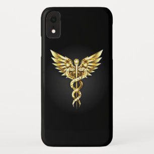 Gold Polygonal Symbol Caduceus iPhone XR Case