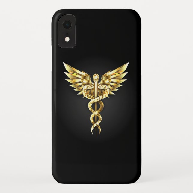 Gold Polygonal Symbol Caduceus Case-Mate iPhone Case (Back)
