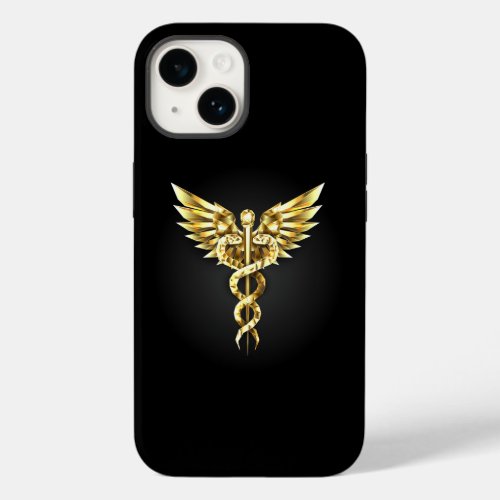 Gold Polygonal Symbol Caduceus Case_Mate iPhone 14 Case