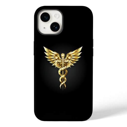 Gold Polygonal Symbol Caduceus Case-Mate iPhone 14 Case