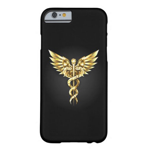 Gold Polygonal Symbol Caduceus Barely There iPhone 6 Case