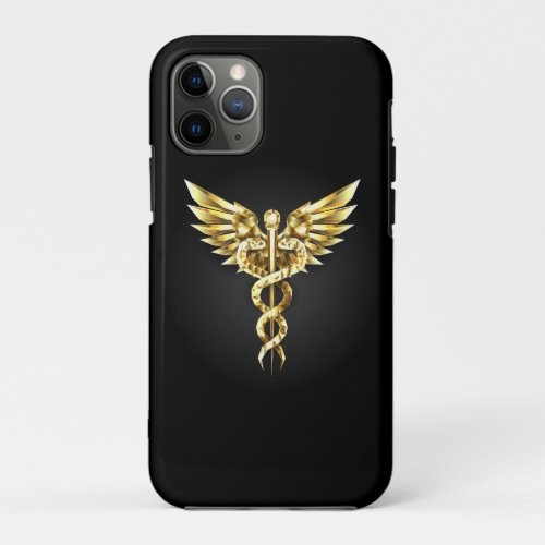 Gold Polygonal Symbol Caduceus iPhone 11 Pro Case