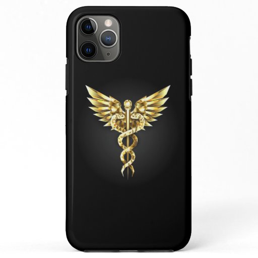 Gold Polygonal Symbol Caduceus iPhone 11 Pro Max Case