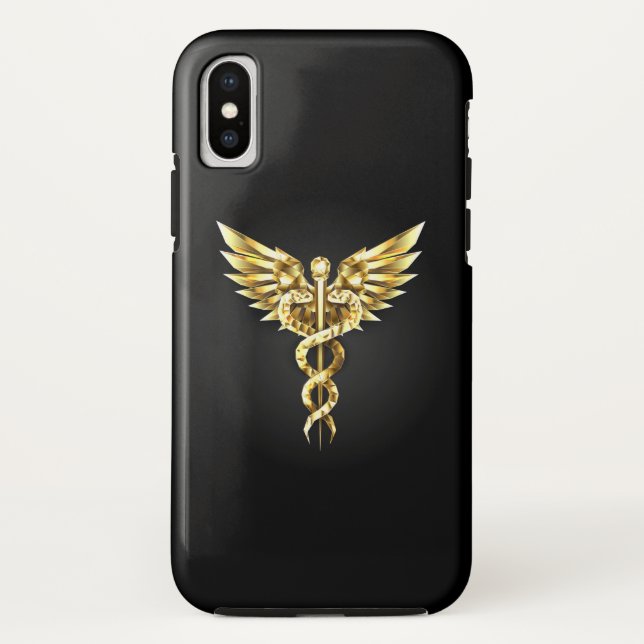 Gold Polygonal Symbol Caduceus Case-Mate iPhone Case (Back)