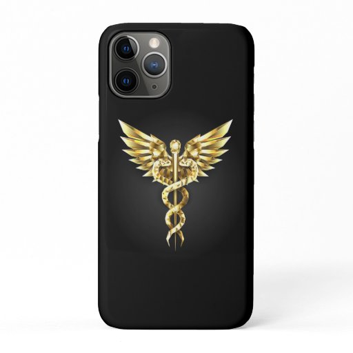Gold Polygonal Symbol Caduceus iPhone 11 Pro Case