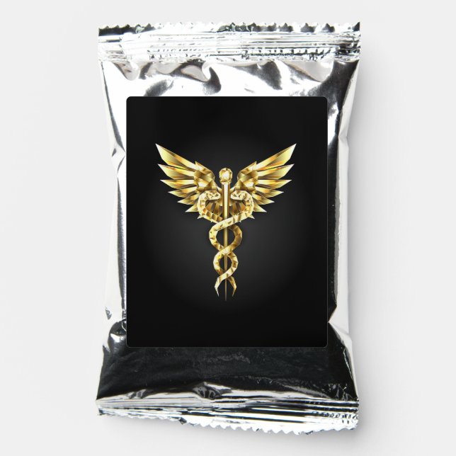 Gold Polygonal Symbol Caduceus Coffee Drink Mix (Front)