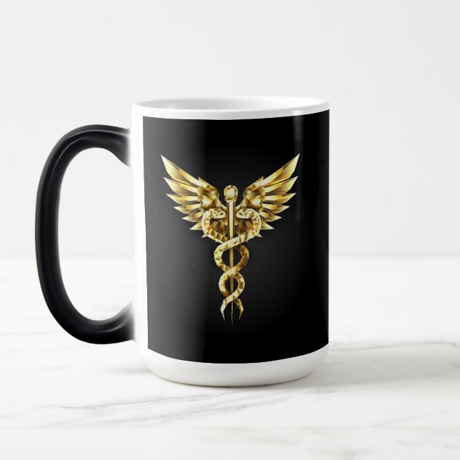 Gold Polygonal Symbol Caduceus Color Morph Mug (Left)