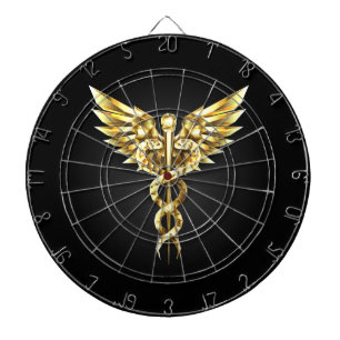 Gold Polygonal Symbol Caduceus Dart Board
