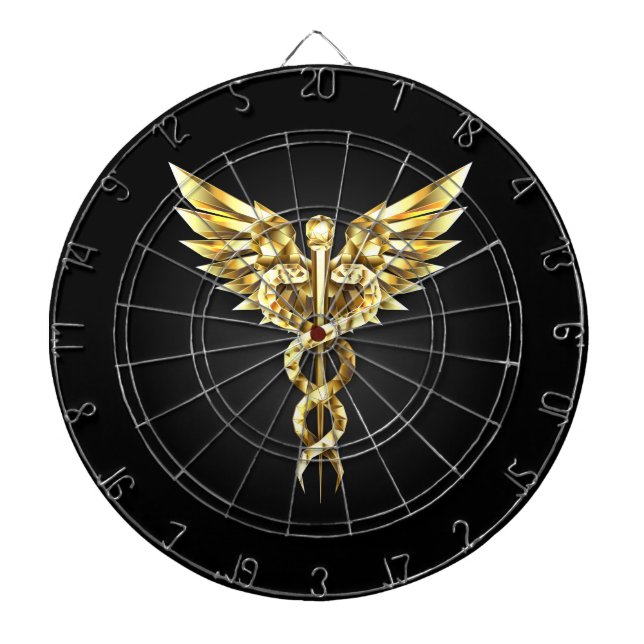 Gold Polygonal Symbol Caduceus Dart Board (Front)