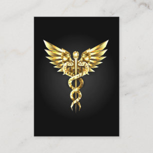 Gold Polygonal Symbol Caduceus Discount Card
