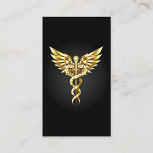 Gold Polygonal Symbol Caduceus Discount Card