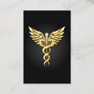 Gold Polygonal Symbol Caduceus Discount Card