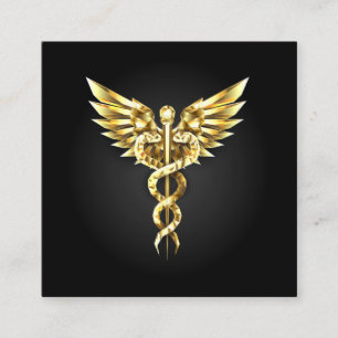 Gold Polygonal Symbol Caduceus Discount Card