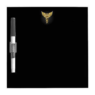 Gold Polygonal Symbol Caduceus Dry Erase Board
