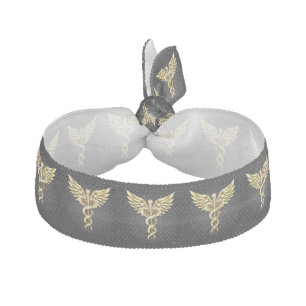 Gold Polygonal Symbol Caduceus Elastic Hair Tie