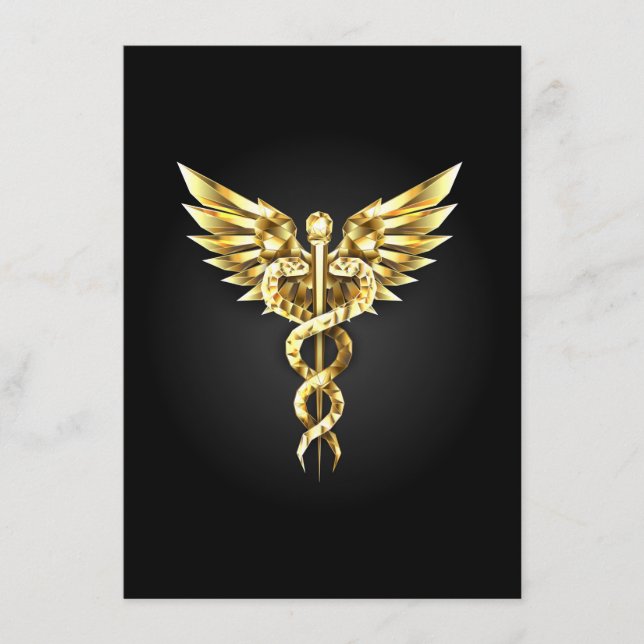 Gold Polygonal Symbol Caduceus Enclosure Card (Front)