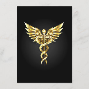 Gold Polygonal Symbol Caduceus Enclosure Card