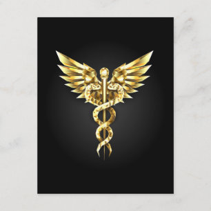 Gold Polygonal Symbol Caduceus Enclosure Card
