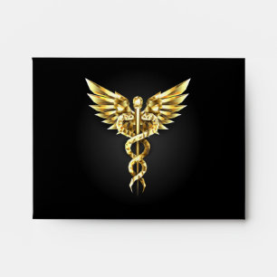 Gold Polygonal Symbol Caduceus Envelope