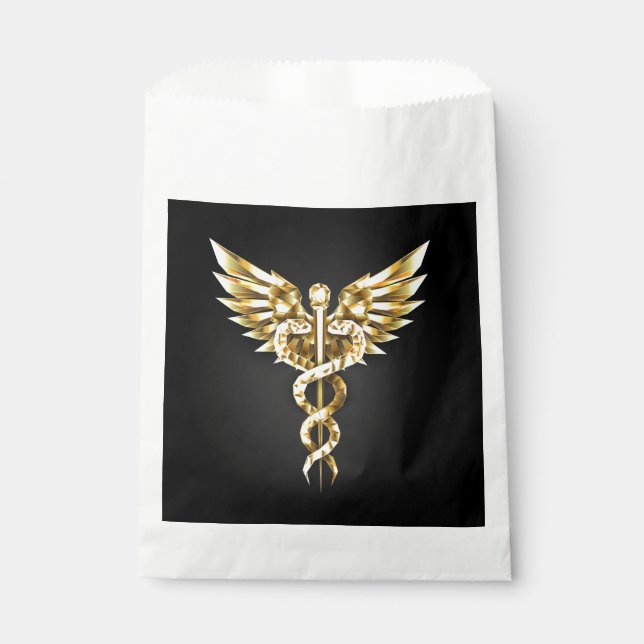 Gold Polygonal Symbol Caduceus Favor Bag (Front)