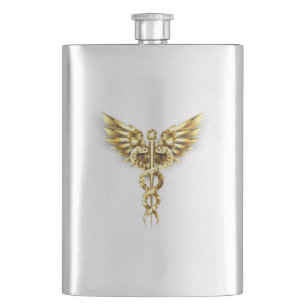 Gold Polygonal Symbol Caduceus Flask