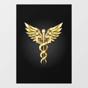 Gold Polygonal Symbol Caduceus Floor Decals